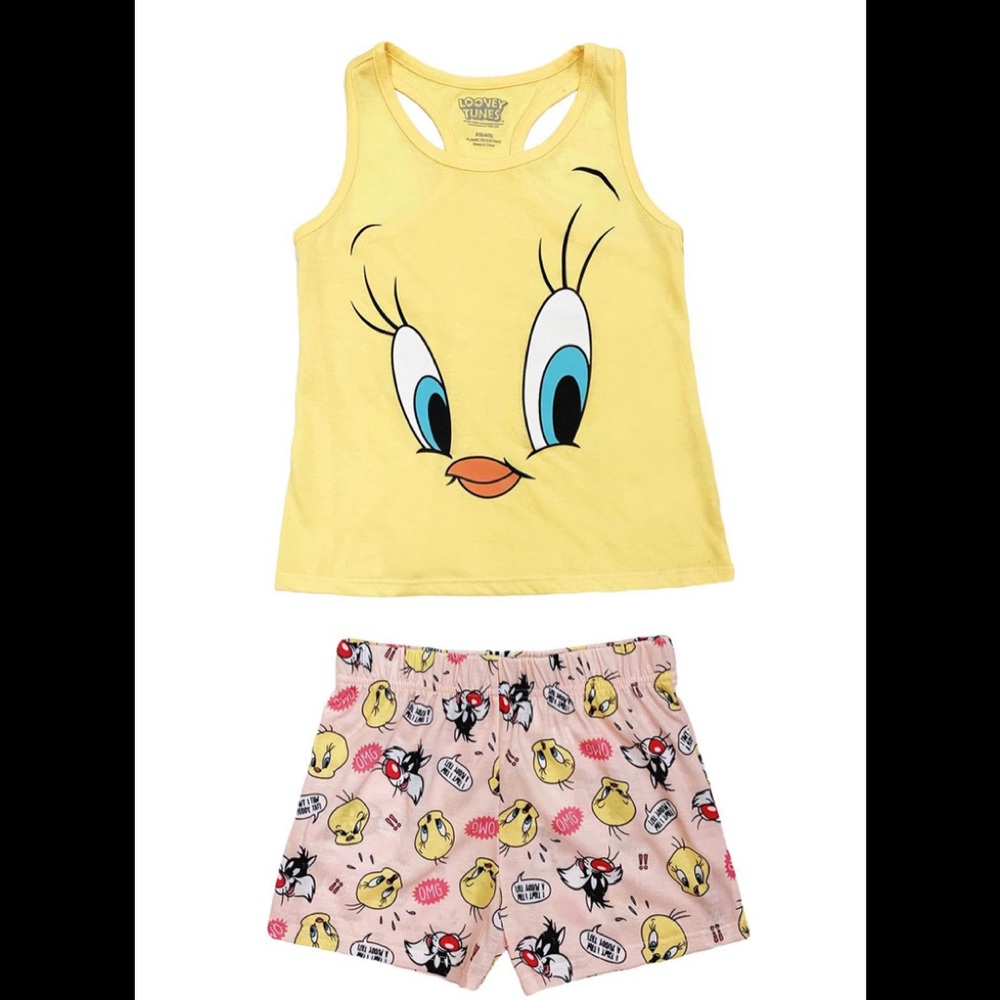 Tweety Bird Girls Tank Top Pajama Set